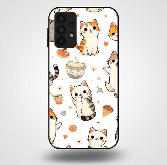 Smartphonica Telefoonhoesje Samsung Galaxy A32 5G - Katten Opdruk - TPU Backcover