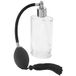 Fantasia Glasverstuiver met balpomp, navulbaar, voor 100 ml parfum, verstuiver voor thuis en onderweg, ovaal, zilver/zwart, doorzichtig