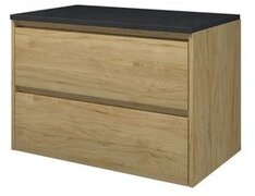 Proline Top badmeubelset 80x46x54cm Set afdekplaat hardsteen en onderkast symmetrisch Ideal oak/Blue stone 1817882