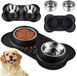 Edipets Dubbele Honden- en Kattenbak met Antiknoei-onderlegger, 2x 460ml