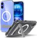 Spigen Ultra Hybrid S MagFit - Hoesje Geschikt voor Apple iPhone 16 Plus - Compatibel met MagSafe - Back Cover met Air Cushion - Uitklapbare Standaard - Transparant