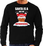 Bellatio Decorations Shoppartners Bv Foute Kerst sweater / Kerst trui Santa is a big fat motherfucker zwart voor heren - Kerstkleding / Christmas outfit L