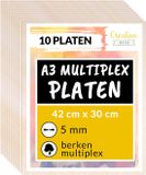 Creative Deco 10 x A3 Multiplex Platen 4mm | 420 x 300 x 5 mm | Baltische Berkenhoutlaag | Perfect voor Pyrografie, Lasersnijden, CNC-router, Modellering, Fretwerk, Rolzaag