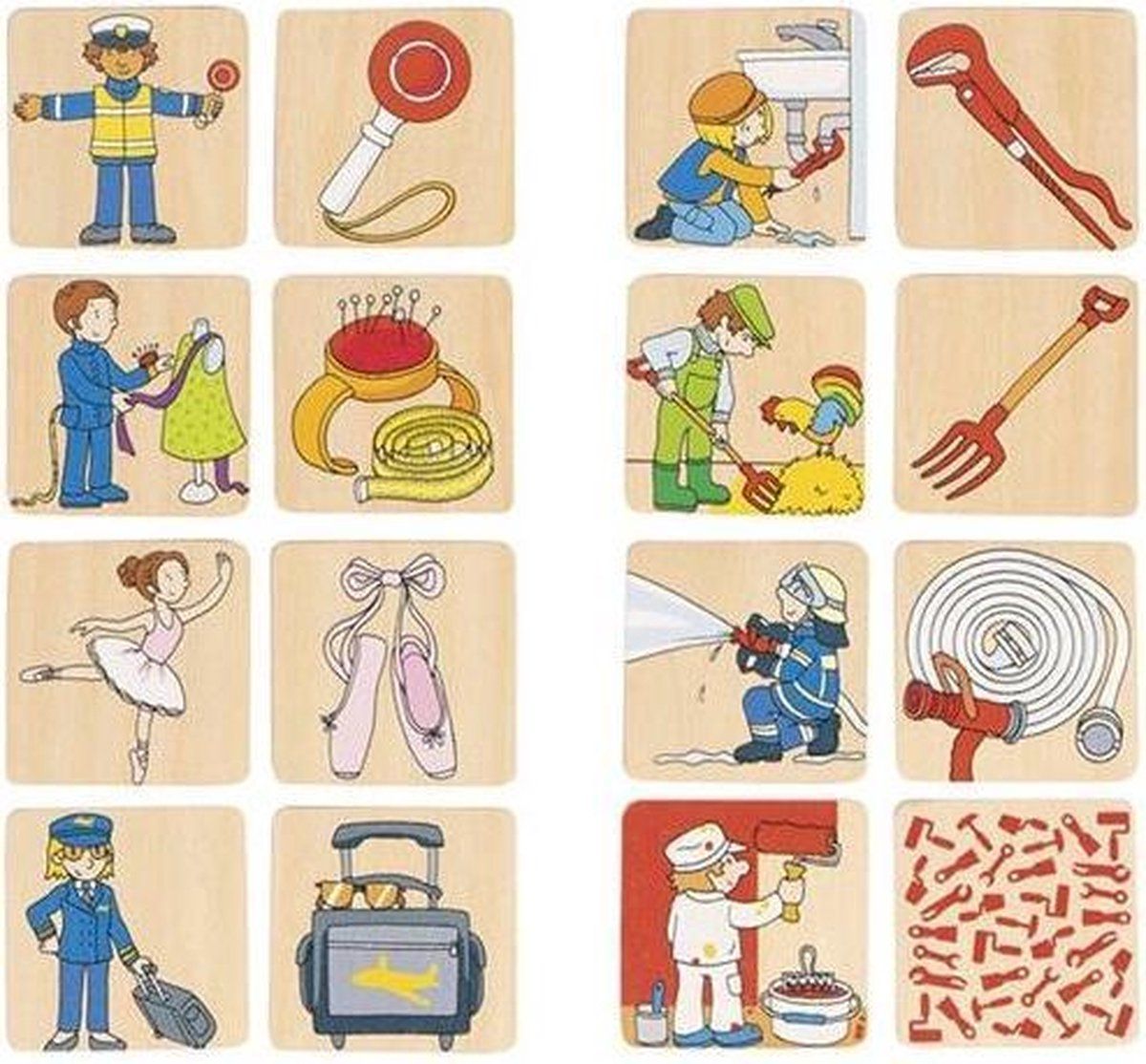 Goki Memory Beroepen Junior 5 x 5 cm Hout 16-delig