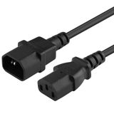 PremiumCord kps05 verlengkabel voor pc 230V 0,5 m, verlengkabel IEC 320, bus naar stekker, IEC 320 C13 naar C14, stroomkabel, kleur zwart