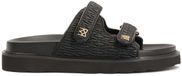 Kazar Black embossed leather slides for women, size 37