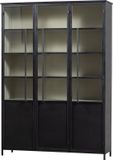 WOOOD Exhibit 3-deurs Vitrinekast XL - Metaal - Zwart - 200x140x44 cm