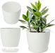 KADAX Bloempot, plantenbak met onderzetter, ronde bloembak van kunststof, matte pot voor cactus, varens, glanzende buitenpot voor balkon, woning en terras ( 25 cm, wit)