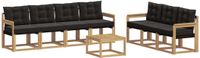 vidaXL - Bank loungeset - 7 zitplekken - Wit en zwart - Acacia hout