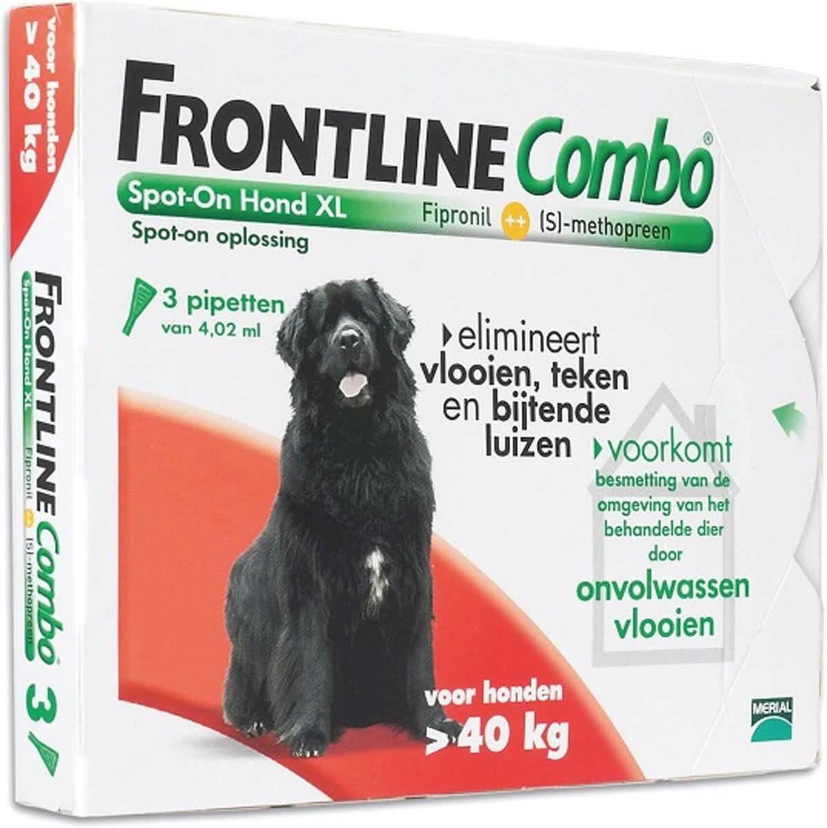 Frontline Combo XL van 40 tot 60 kg Anti vlooienmiddel en tekenmiddel Hond 3 pipetten