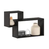Furinno Rossi Interweave Wandsteun, zwevend decoratief rek, set van 2, espresso
