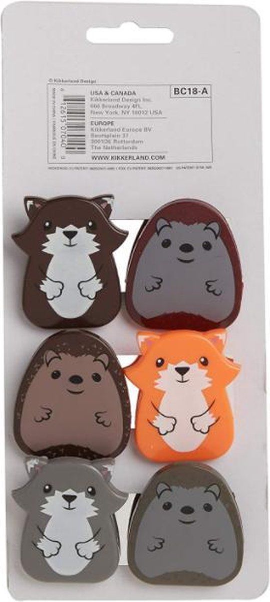 Kikkerland Woodland Bag Clips Set Of 6