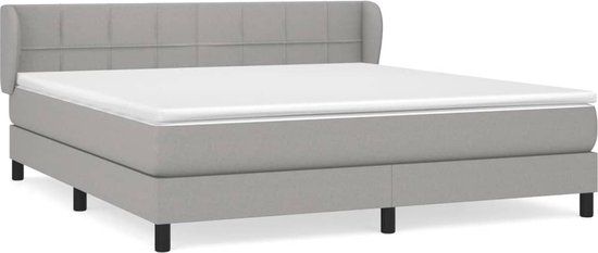 vidaXL Boxspring met matras stof lichtgrijs 180x200 cm