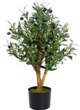 Merkloos Leaf Design Kunstmatige Olijfboom 65cm - Zwarte Plastic Pot