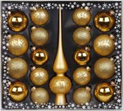 Inge-glas Inge goods Kerstballen met piek - 19st - glas - goud - 4-6-8 cm