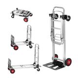VEVOR Vouwwagen van aluminium, 2-in-1, steekwagen, verhuizingswagen, draagkracht 181 kg, converteerbaar in platformwagen, rubberen wielen