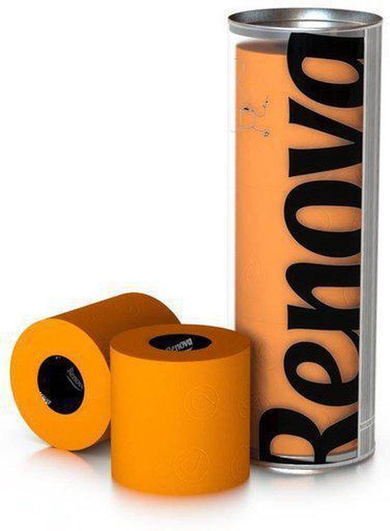 Renova Oranje toiletpapier cadeaucilinder - 3 rollen - 3 laags - Droog