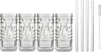 Royal Leerdam 4x Cocktailglazen / Mai Tai glazen transparant 490 ml - Inclusief 4x glazen herbruikbare rietjes