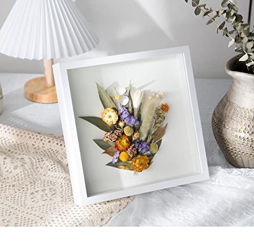 GSHUR 3D fotolijst om te vullen, 20 x 20 cm, diepe lijst voor objecten tot 3 cm, objectlijst om te vullen, vierkante vorm, witte fotolijst