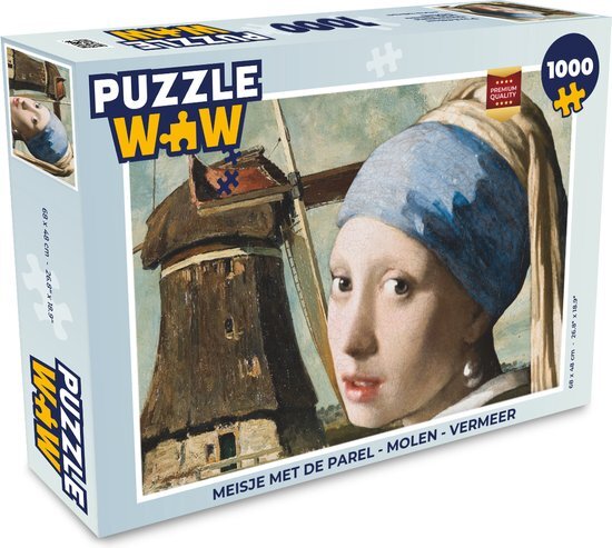 MuchoWow Puzzel Meisje met de parel - Molen - Vermeer - Legpuzzel - Puzzel 1000 stukjes volwassenen