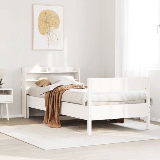vidaXL Bedframe zonder matras massief grenenhout wit 90x190 cm