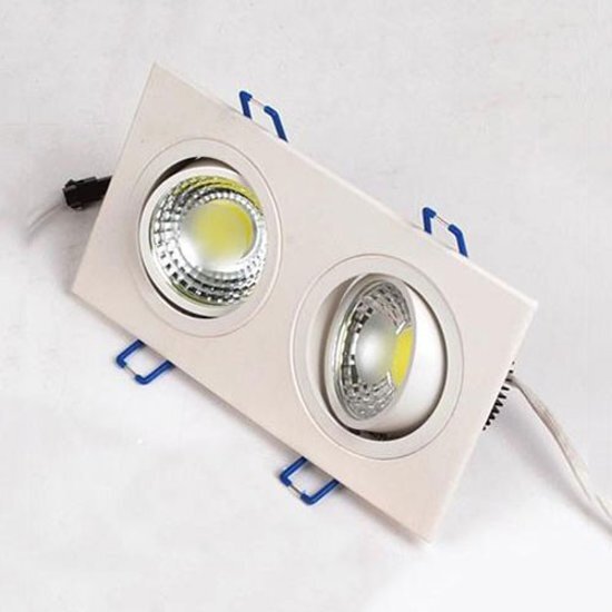 BES LED LED Downlight - Inbouw Rechthoek 10W - Helder/Koud Wit 6400K - Mat Wit Aluminium - Kantelbaar 175x93mm