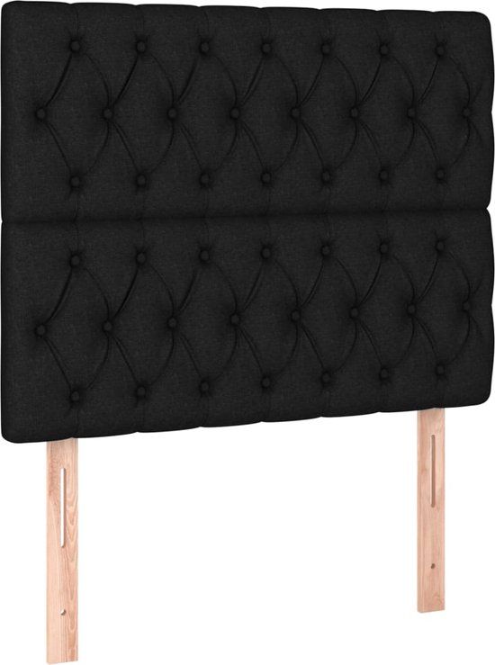 vidaXL Hoofdbord Zwart Stof 90x7x118/128 cm