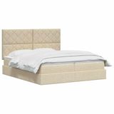 vidaXL Opbergbed met hoofdeinde Crèmekleurig 200 x 200 cm Stof
