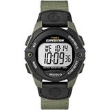 Timex Expedition CAT T49993 Digitaal herenhorloge met grote wijzerplaat, armband van gemengde materialen, groen/zwart