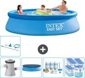 Intex Easy Set Zwembad - 305 x 76 cm - Rond - Blauw - Familiebad - Incl. Pomp, Afdekzeil & Onderhoud