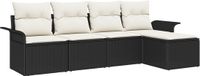 vidaXL - Buitensofa - 5-zits - Zwart - Polyrattan