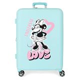 Disney Minnie Heart koffer, middelgroot, turquoise, 48 x 70 x 26 cm, harde ABS-kunststof, geïntegreerde TSA-sluiting, 88 l, 3,98 kg, 4 dubbele wielen, Blauw, Eén maat, Middelgrote koffer