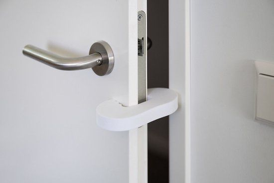 Dooky Door Stopper – 2x Deurstopper Kindveilig – Voorkomt Dichtslaan & Vingertjes Tussen Deur – Wit