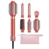 HITTIONA Airstyler 6-en-1, fer à friser à enroulement automatique et sèche-cheveux ionique à haute vitesse, brosse à air chaud, brosse lissante et volumisante, pour sécher, boucler, lisser et donner du volume, avec sac de voyage