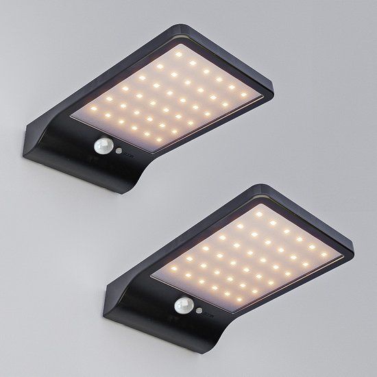 HOFTRONIC Set van 2 Macon - LED Solar Wandlampen - Zwart