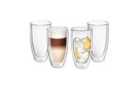 Gerlach 1760 Dubbelwandige glazen, set van 4, thermoglazen, 350 ml, koffieglazen, theeglazen, latte macchiato, glazen Flow