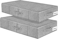 Boîtes de rangement sous le lit - Lot de 2 - Gris - Avec couvercle, fermeture éclair et poignée
