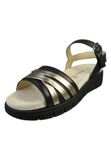 Caprice Dames Sandaal 9-28703-46 019 H-breedte Zwart Leer/Synthetisch Maat 40 EU