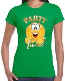 Bellatio Decorations Verkleed t-shirt voor dames - groen - party time emoji - themafeest XL