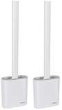 Ruhhy Brosse de toilette en silicone - 2x - Blanc - 36 cm - Fixation murale