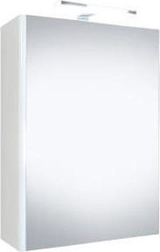 Best Design Spiegelkast Happy 50x60x18cm MDF Hoogglans Wit LED Verlichting Stopcontact