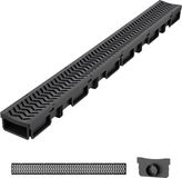 VEVOR 6-Delige Afvoergoot, Vloergoot van Kunststof 1005x103x62mm, Afvoergoot met Rooster en Eindkappen, Draagvermogen 1,5 Ton, Max. Debiet 6 M³/U, Afvoersysteem voor Tuin, Looppad, Zwembad
