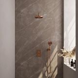 Brauer Copper Edition Thermostatische Regendoucheset Inbouw - Hoofddouche 20 cm - Gebogen Wandarm - 3 Weg - Handdouche 3 Standen - Doucheslang - Wandaansluitbocht
