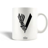 Vikings Keramische mok maniacase, Vikings Serie Seizoen 6 logo V Zwaard Zwart