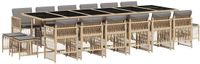 vidaXL 17-delige tuinset met kussens, polyrattan, gemengd beige