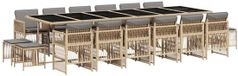 vidaXL 17-delige tuinset met kussens, polyrattan, gemengd beige