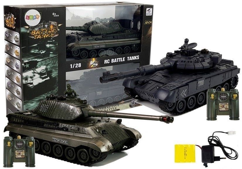 Viking Choice RC legertank duel set - groen en zwart - 28 cm
