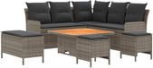 vidaXL Hoekbank loungeset 7-delig PE Rotan Gris et Gris foncé