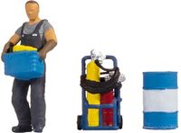 NOCH Tiny-scènes "Bij het werk", met modelbouwfiguren, realistische scène voor H0-schaal, perfect voor diorama's en modelbanen