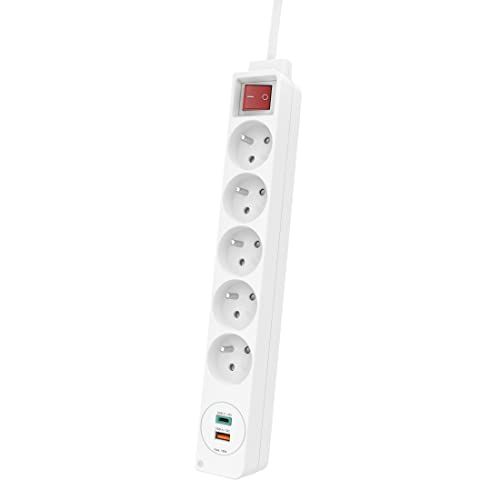 Hama Stekkerdoos, quint, USB-C/USB-A, PD/Quick Charge™ max. 18 W, FR/PL